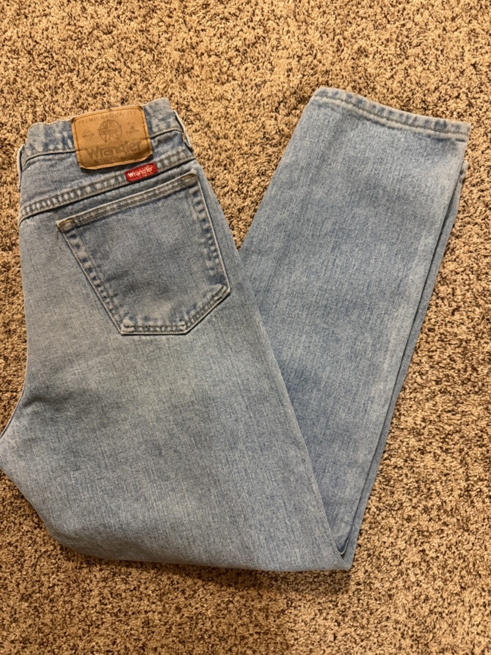 Wrangler Light Blue Denim Jeans with Leather Patch